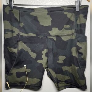 All in Motion Black and Green Camo Bike Shorts
